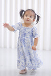 *KIDS* TDC Basha Smocked Ruffle Dress In Blue Porcelain