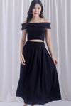 Cadence Smocked Maxi Skirt In Black