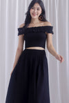 Cadence Frill Off Shoulder Smocked Top In Black