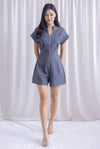 Carl Zip Up Utility Romper In Dark Grey