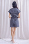 Carl Zip Up Utility Romper In Dark Grey