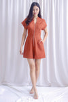 Carl Zip Up Utility Romper In Rust