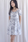 Carmela Porcelain Puffy Sleeves babydoll Dress In Black