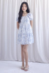 Carmela Porcelain Puffy Sleeves babydoll Dress In Blue