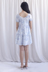 Carmela Porcelain Puffy Sleeves babydoll Dress In Blue