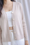 Carter Ribbed Buttons Cardigan In Ecru