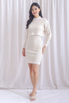 Cassidy Two Piece Furry Knit Set In Cream