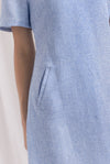 Charmaine Sleeved Wide Neckline Tweed Shift Dress In Blue