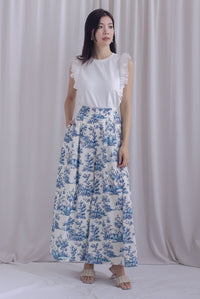 Chinoiserie Printed Wide Culottes In White