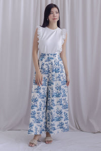 Chinoiserie Printed Wide Culottes In White