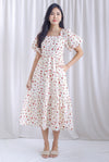 Cierra Floral Embro Puffy Sleeve Maxi Dress In Cream/Red