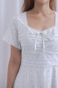 Clarisse Sleeved Lattice Trim Ruched Midi Dress In Lattice Floral