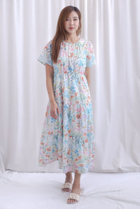 Claude Eyelet Tier Babydoll Sleveed Dress In Candy Floral
