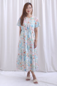 Claude Eyelet Tier Babydoll Sleveed Dress In Candy Floral