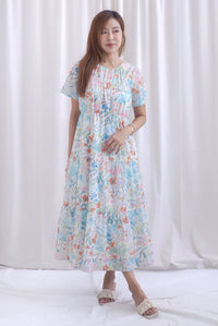 Claude Eyelet Tier Babydoll Sleveed Dress In Candy Floral