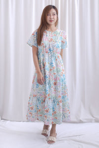 Claude Eyelet Tier Babydoll Sleveed Dress In Candy Floral