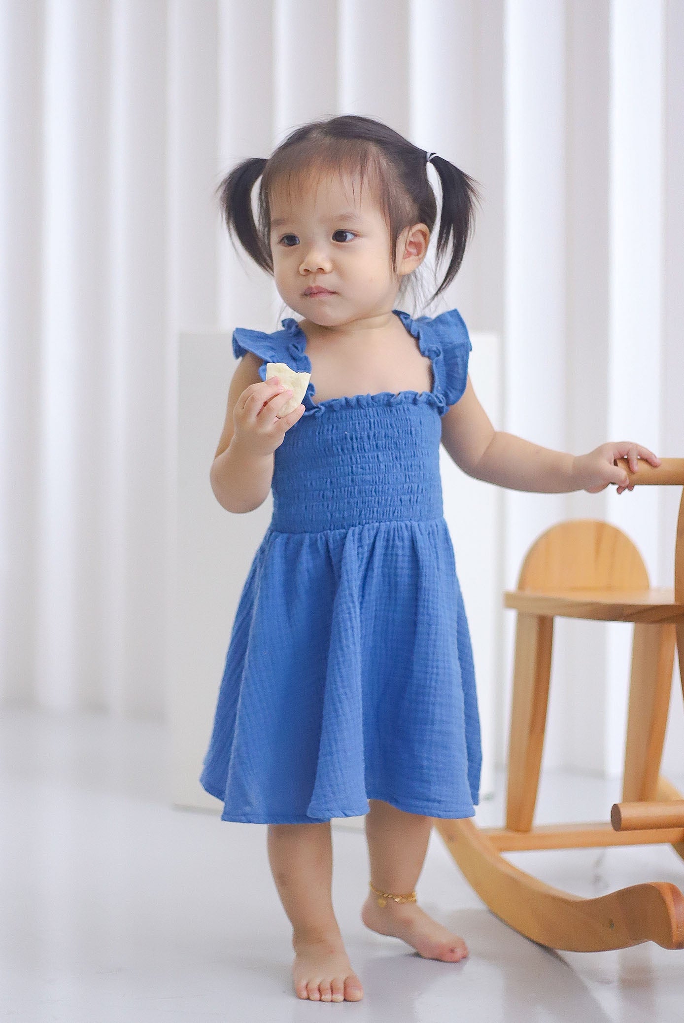 *KIDS* Bliss Ruffle Strap Smock Dress In Cobalt Blue - 2Y *KIDS* Bliss Ruffle Strap Smock Dress In Cobalt Blue - 2Y