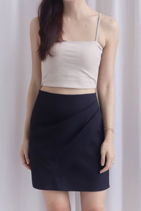 Cora Gather Faux Wrap Skirt In Black