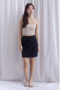 Cora Gather Faux Wrap Skirt In Black