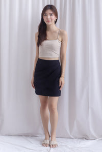 Cora Gather Faux Wrap Skirt In Black