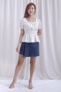 Crystal Floral Tie Ribbon Peplum Top In Lattice Floral