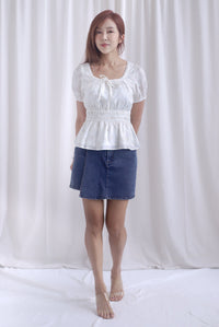 Crystal Floral Tie Ribbon Peplum Top In Lattice Floral