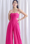 Dean Spaghetti Cut Out Slit Jumpsuit In Hot Pink