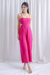 Dean Spaghetti Cut Out Slit Jumpsuit In Hot Pink