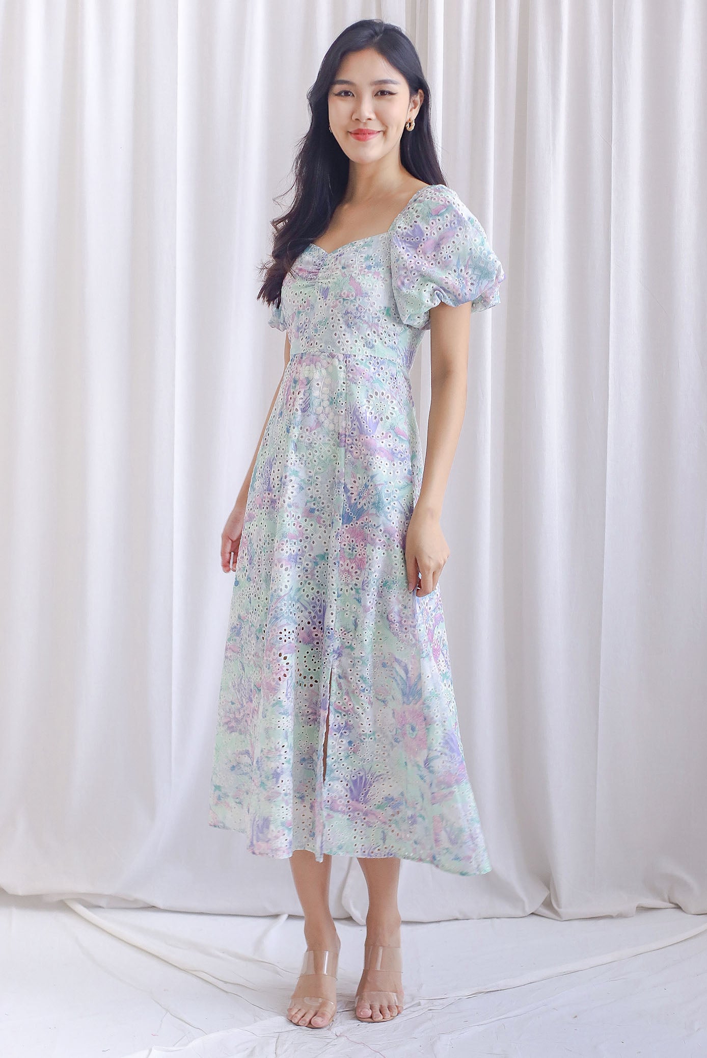 Pastel maxi dress outlet with sleeves