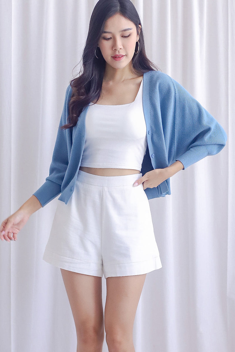 Delsy Crop Cardigan In Blue