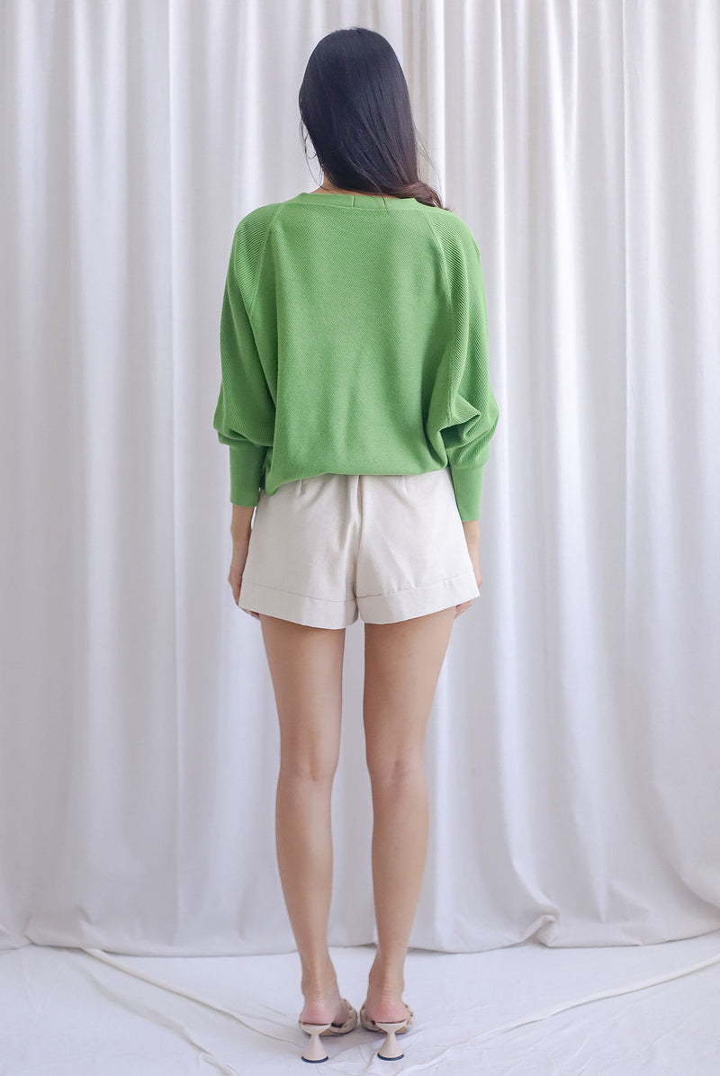 Delsy Crop Cardigan In Green