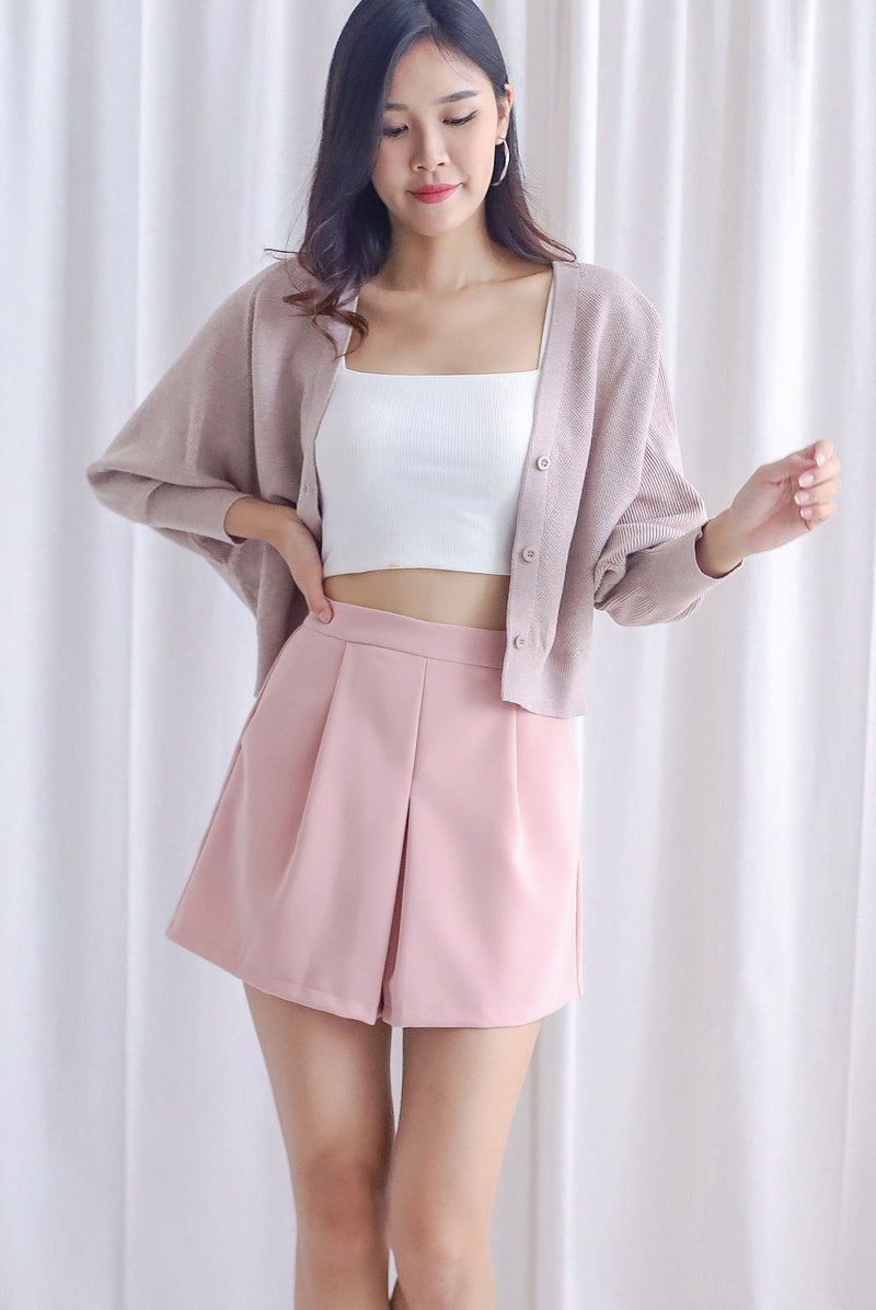 *Backorder III* Delsy Crop Cardigan In Taupe