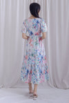 Dora Floral Flutter Sleeve Knot Midi Dress In Vibrant