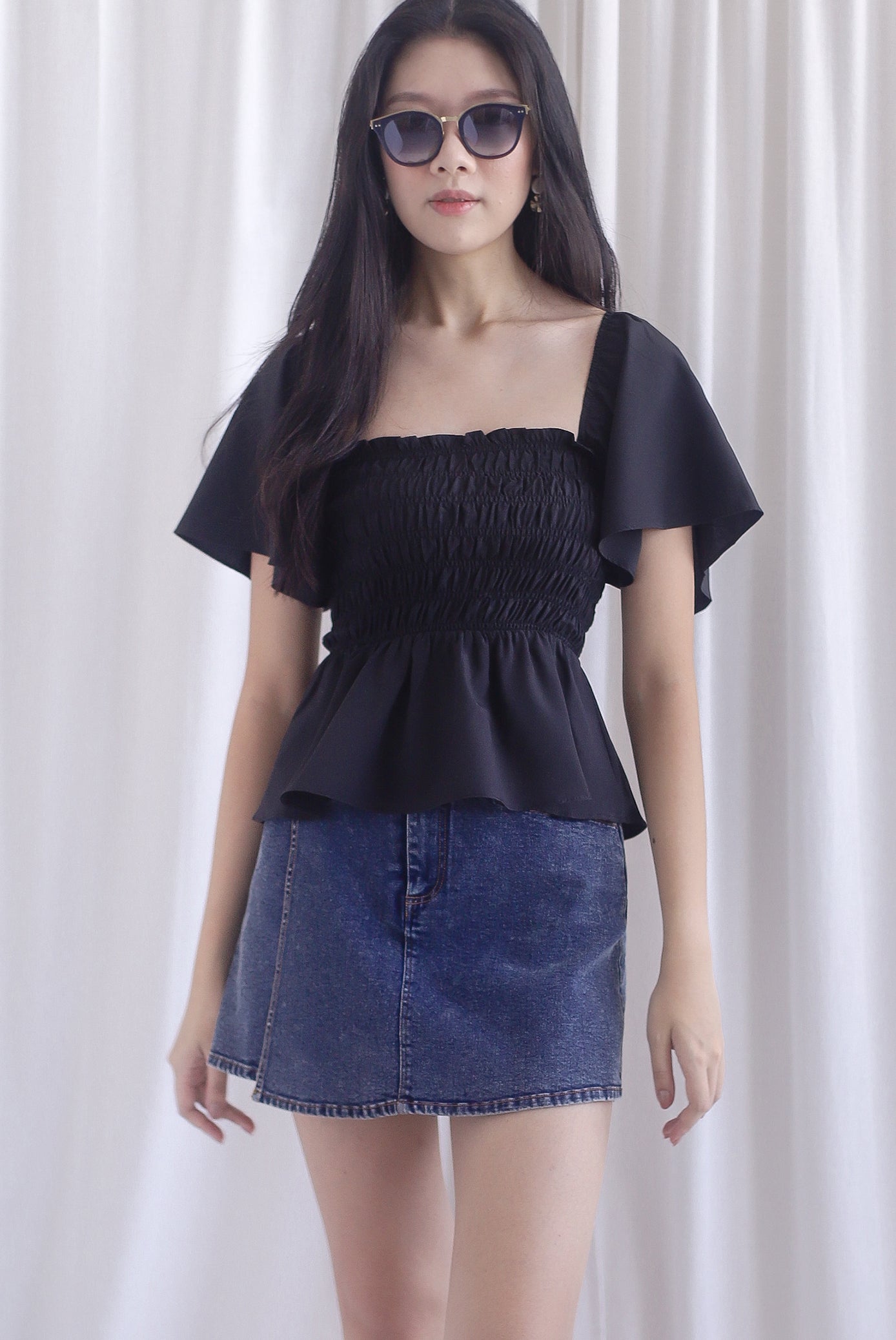 Dorothy Multi Way Smocked Top In Black
