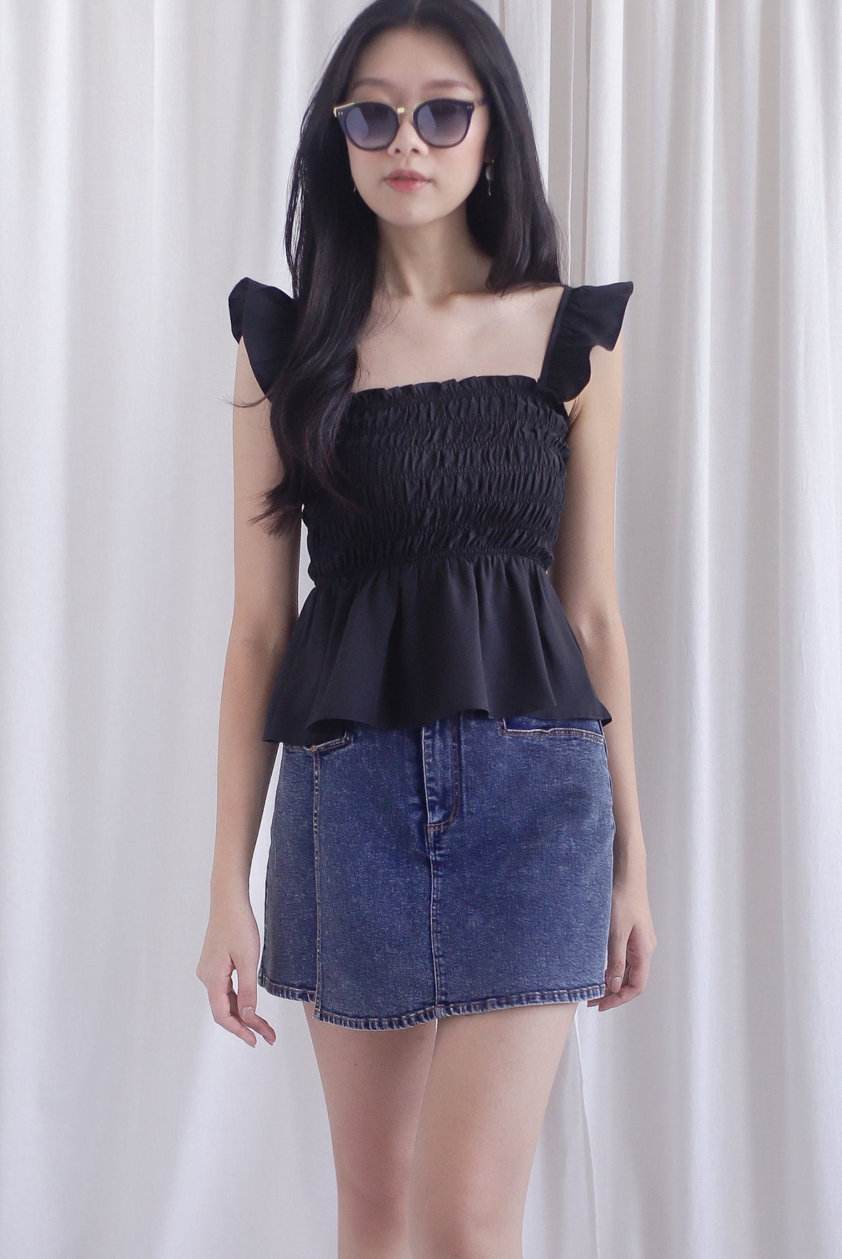 Dorothy Multi Way Smocked Top In Black