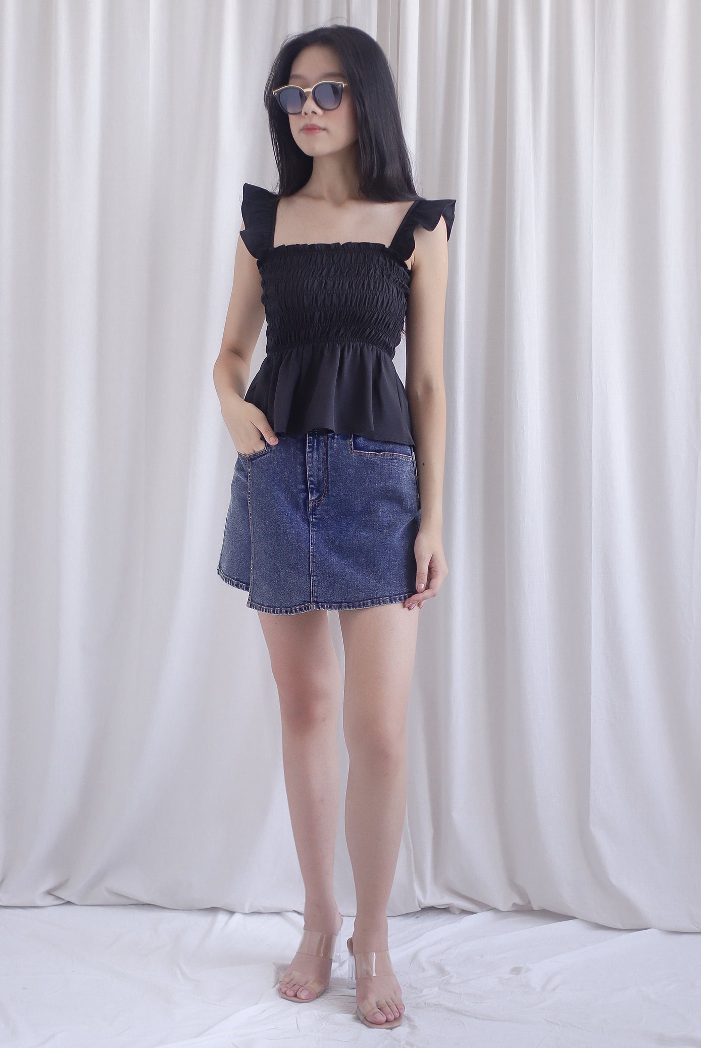 Dorothy Multi Way Smocked Top In Black