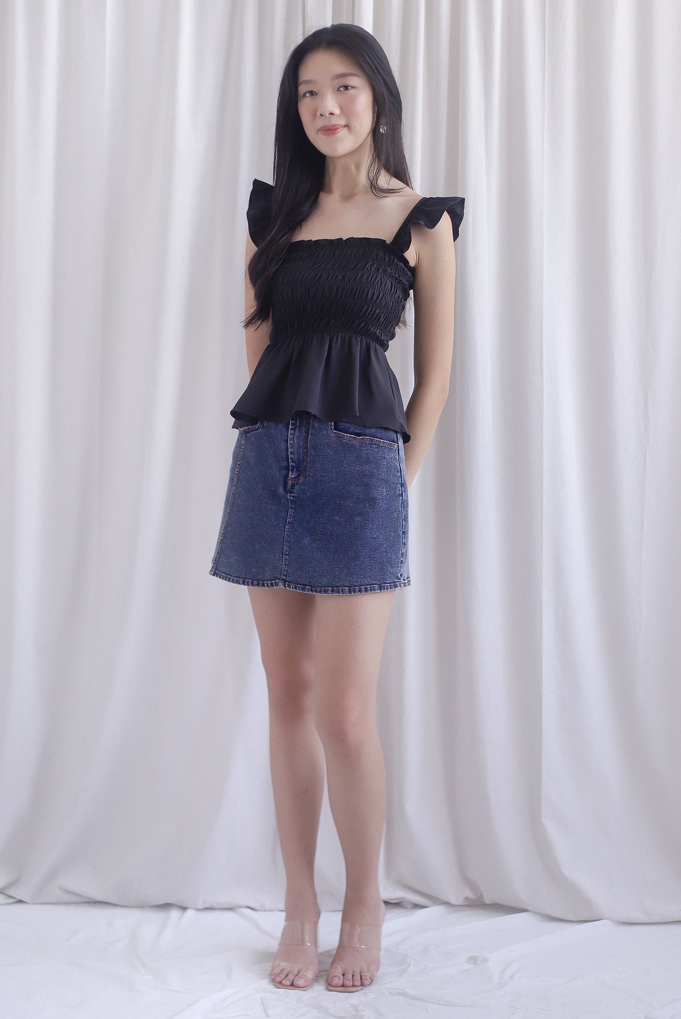 Dorothy Multi Way Smocked Top In Black
