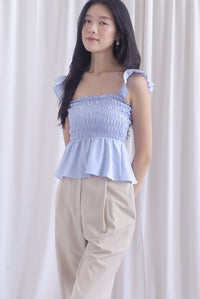 Dorothy Multi Way Smocked Top In Powder Blue