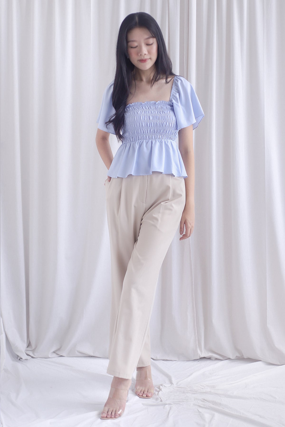 Dorothy Multi Way Smocked Top In Powder Blue
