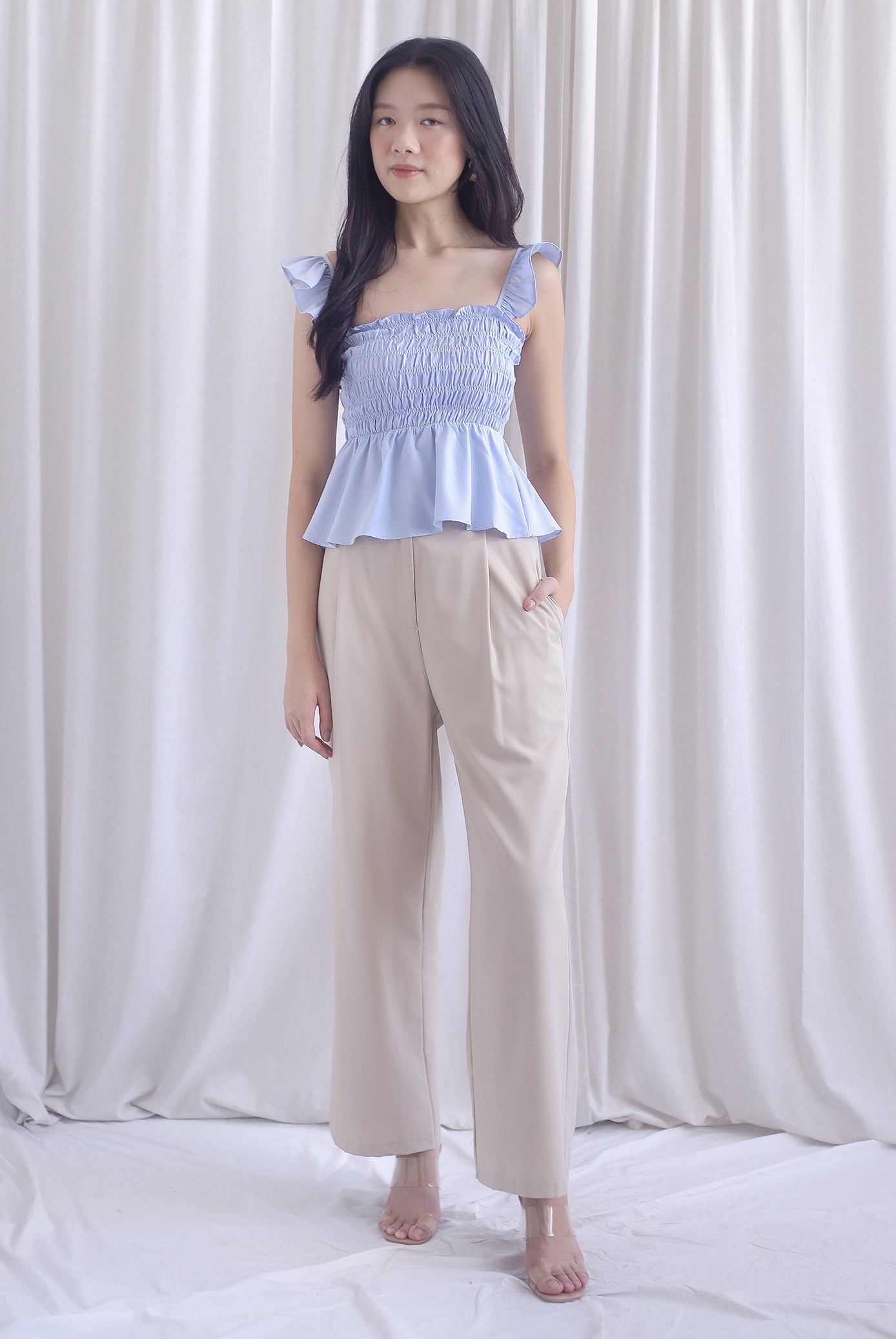 Dorothy Multi Way Smocked Top In Powder Blue