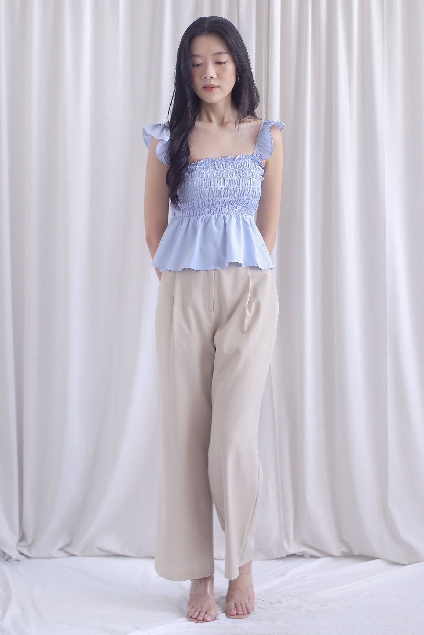 Dorothy Multi Way Smocked Top In Powder Blue