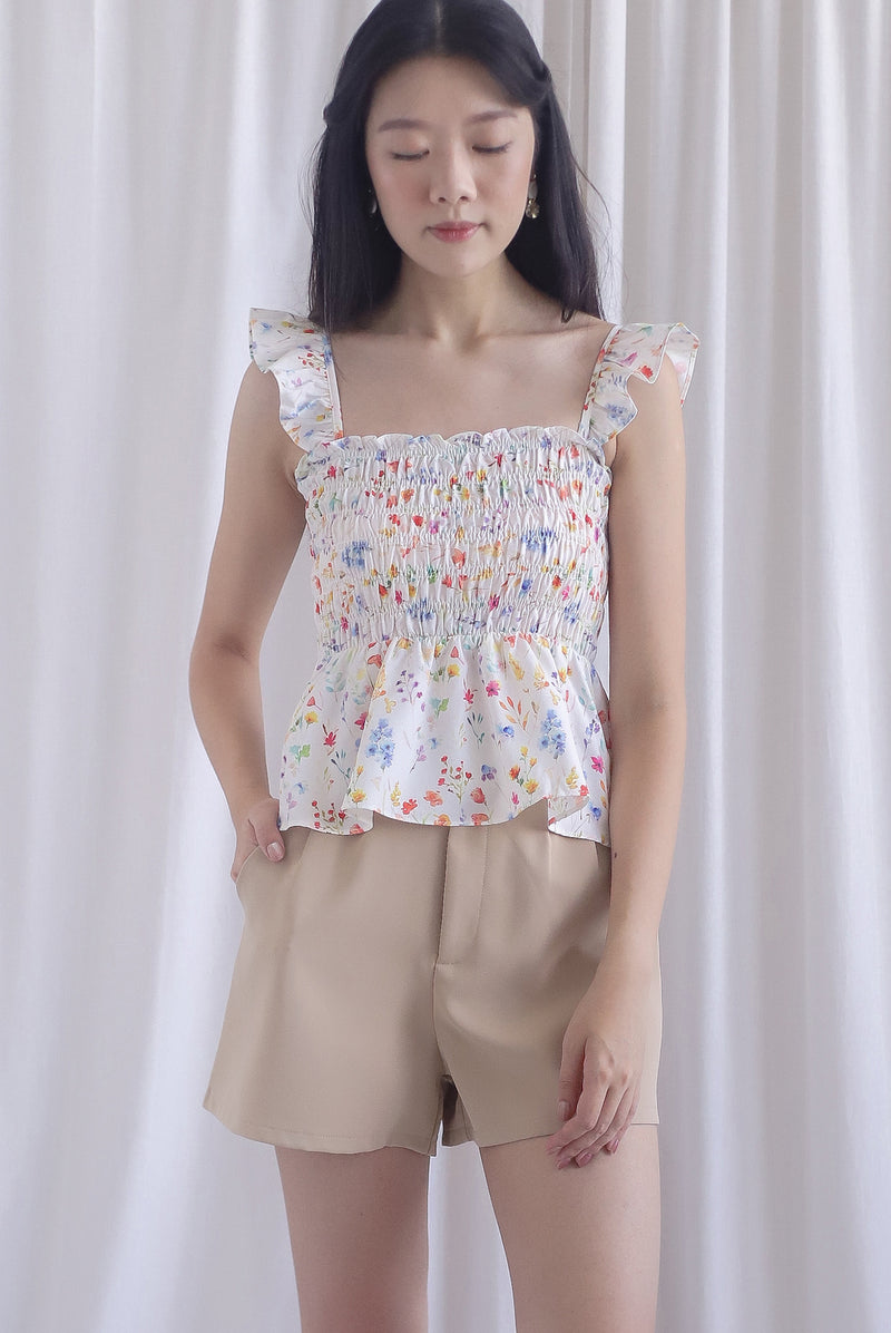 Dorothy Multi Way Smocked Top In Peach Floral
