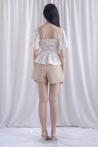 Dorothy Multi Way Smocked Top In Peach Floral