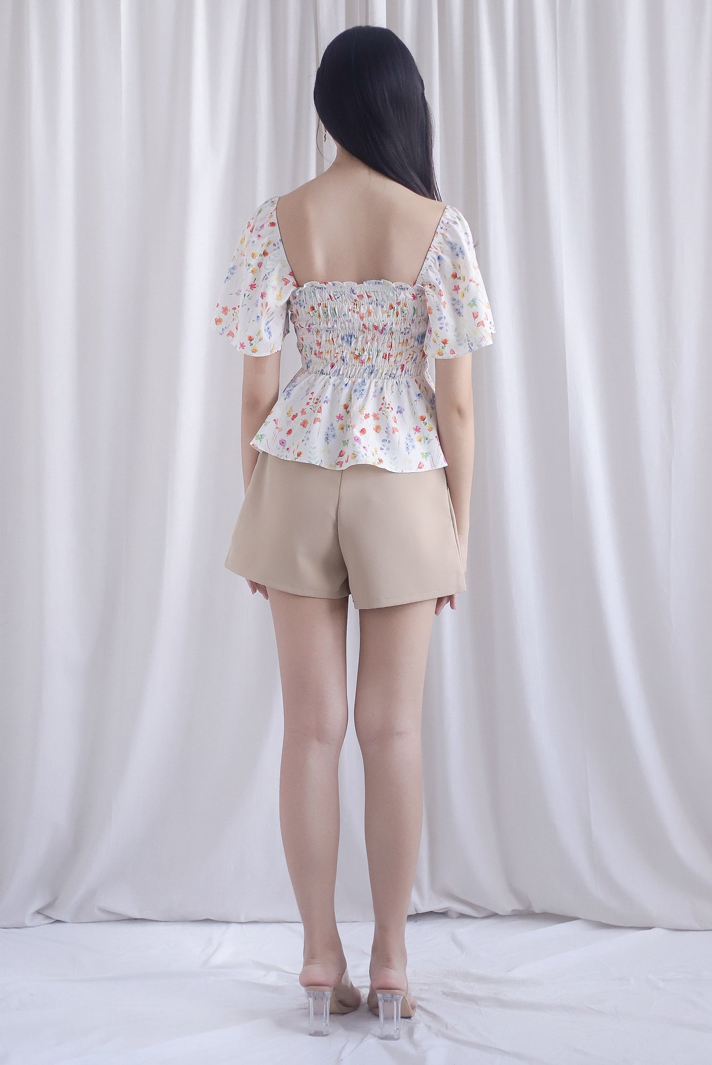Dorothy Multi Way Smocked Top In Peach Floral