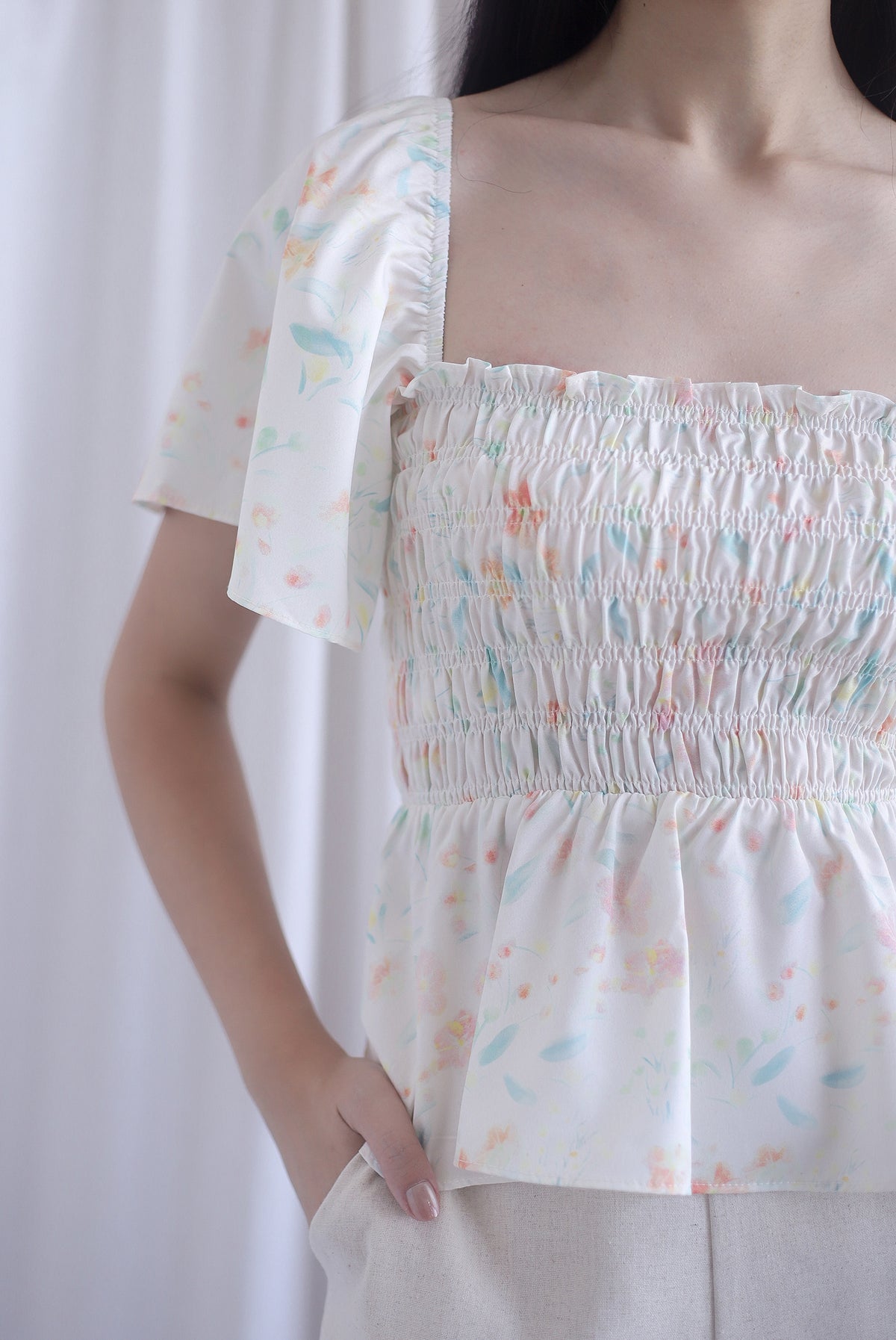 Dorothy Multi Way Smocked Top In Sweet Floral