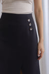 Drew Buttons Slit Skirt In Black