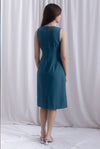 *Restocked* Dulce Gold Buttons Tweed Work Dress In Grey