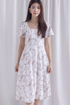 Efisio Porcelain Sleeved Seam Midi Dress In Brown