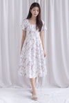 Efisio Porcelain Sleeved Seam Midi Dress In Brown