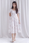 Efisio Porcelain Sleeved Seam Midi Dress In Brown